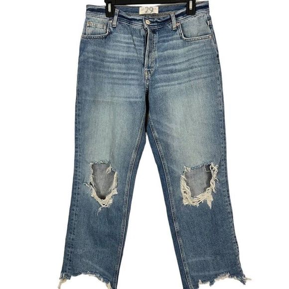 We The Free Denim - We The Free People Womens Distressed Raw Hem Button Fly Ankle Jeans sz 29 x 27